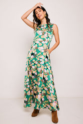 Long Green Comillas Dress